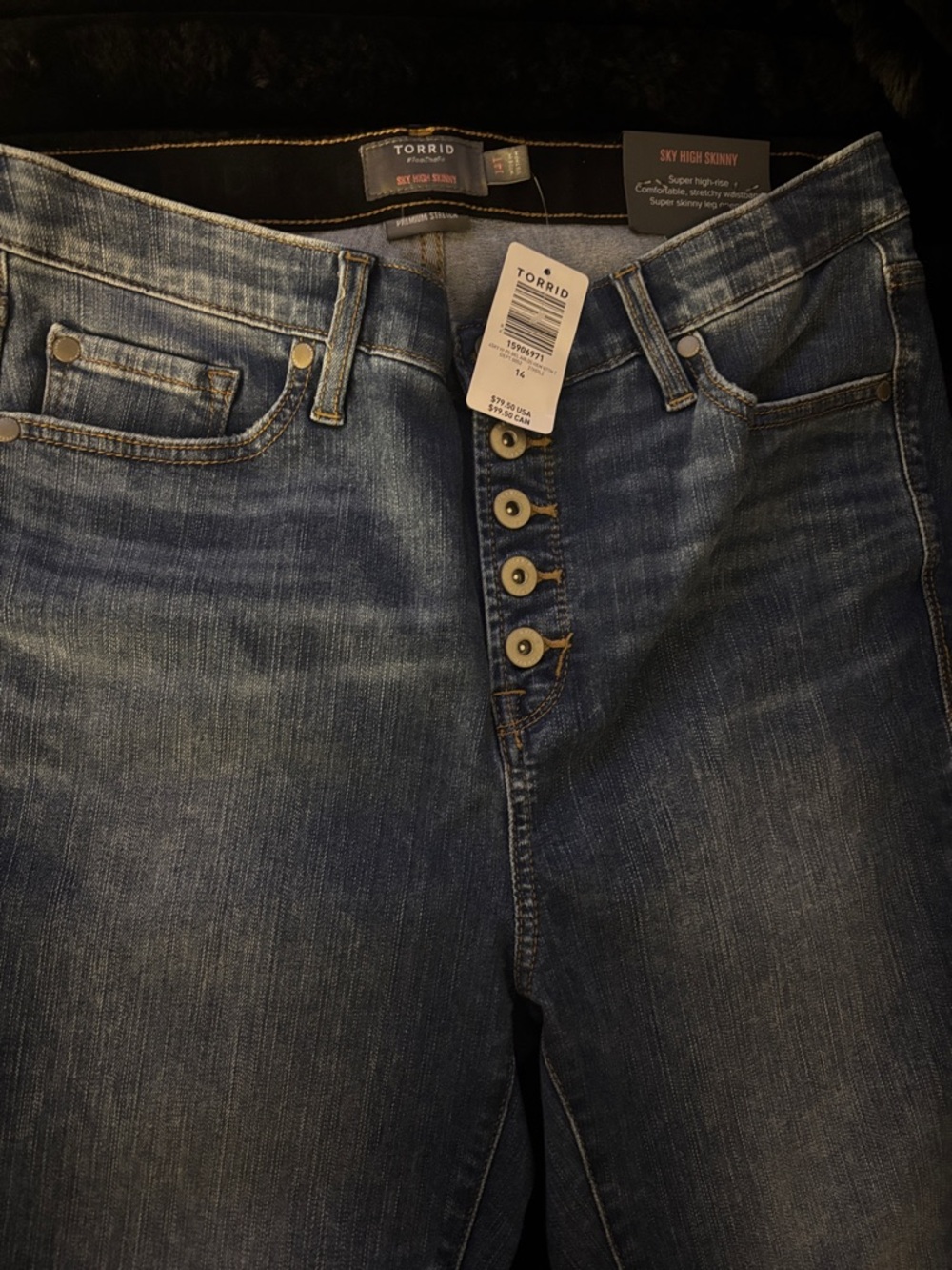 Torrid Sky High Button-Fly Skinny Jeans - Medium Blue Wash
